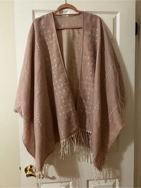 Gentle Fawn Blush Pink Fringe Poncho